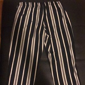Women Casual white and black striped pants